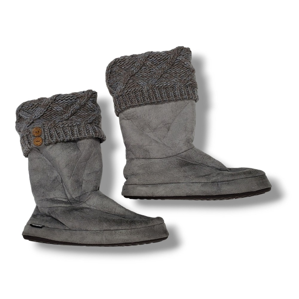 Muk Luks Knitted Mid Calf Boots Womens XLarge 11-12 Grey